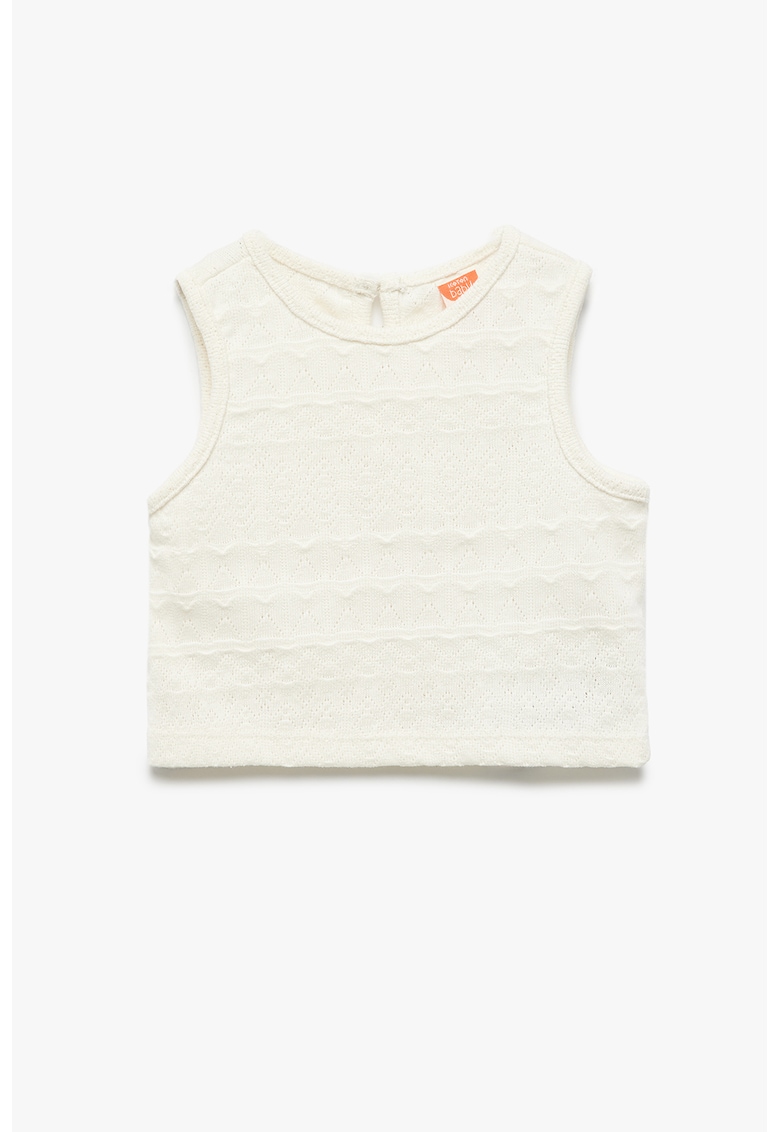 Top din amestec de bumbac cu decolteu la baza gatului