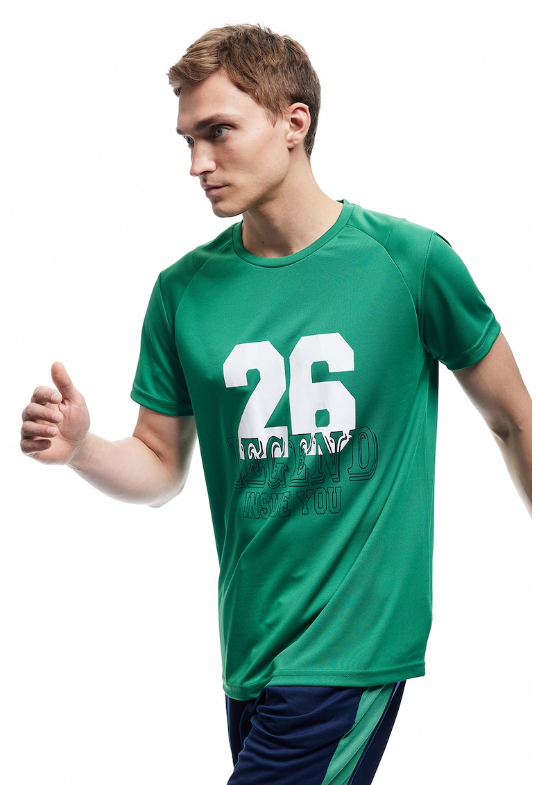 Tricou cu text si maneci raglan