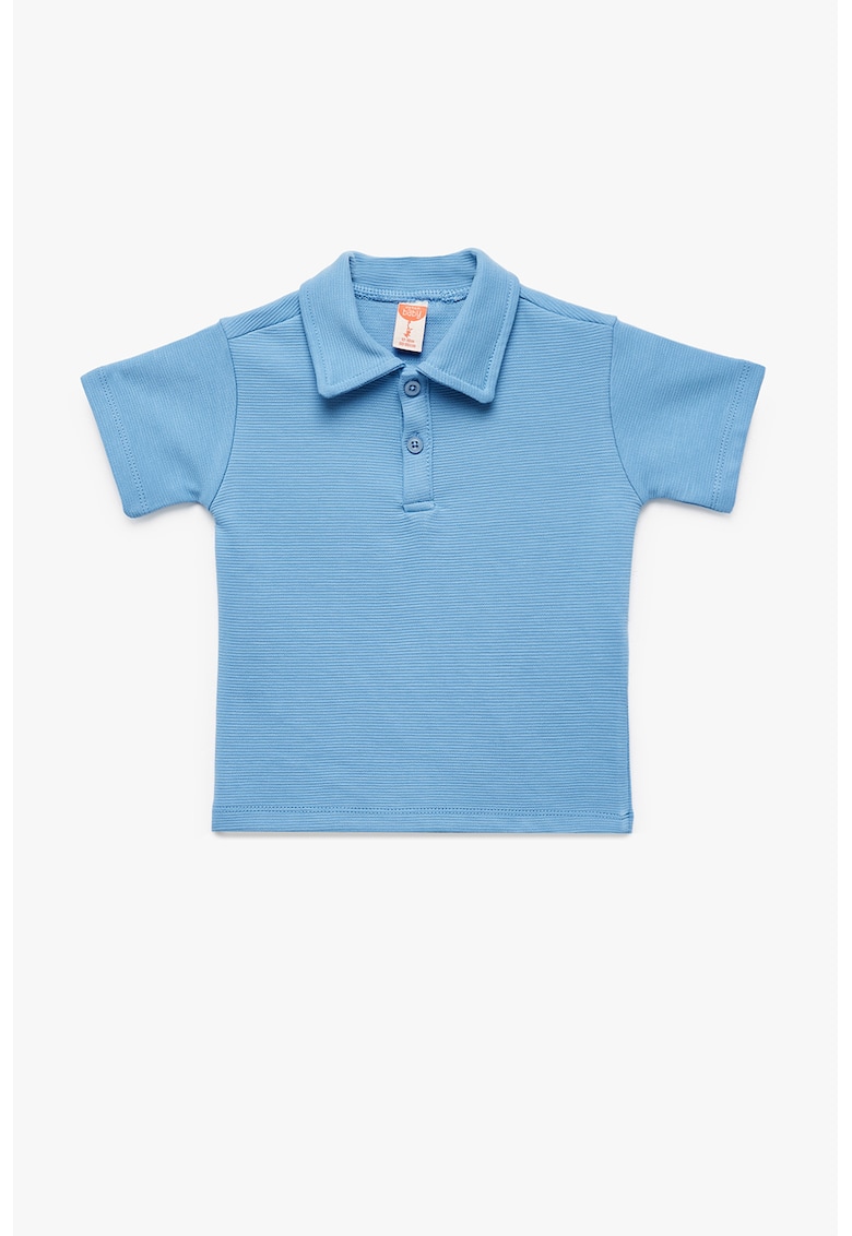 Tricou polo uni de bumbac - Albastru azur