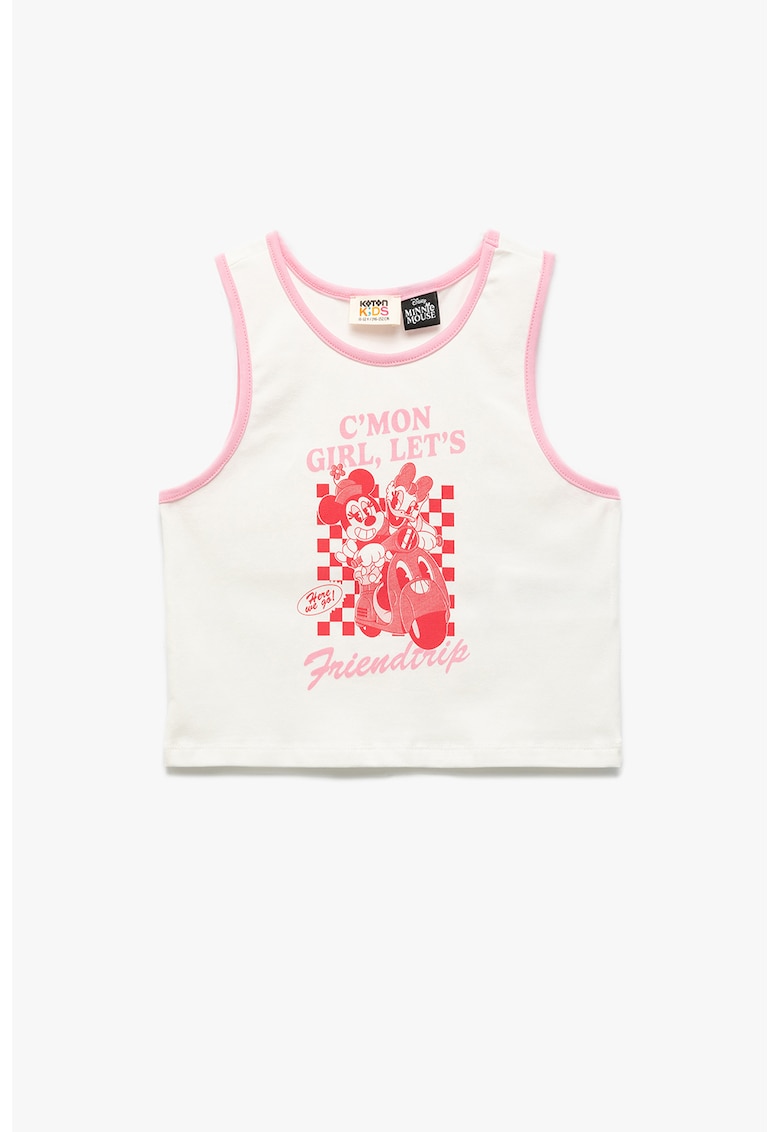 Top cu decolteu rotund si imprimeu