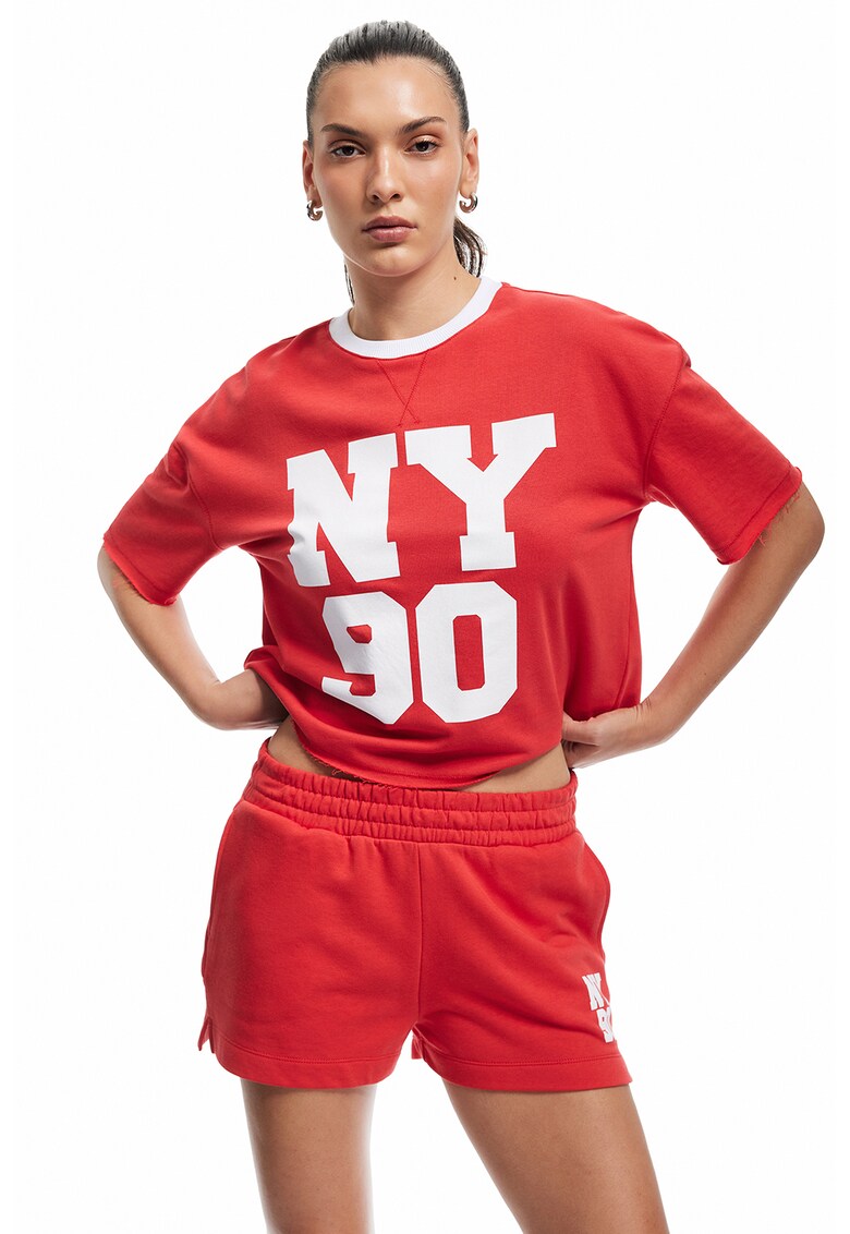 Pantaloni scurti cu text - Coral