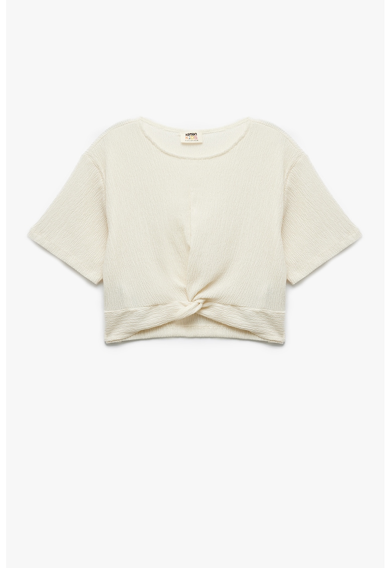 Tricou cu detaliu innodat - Crem