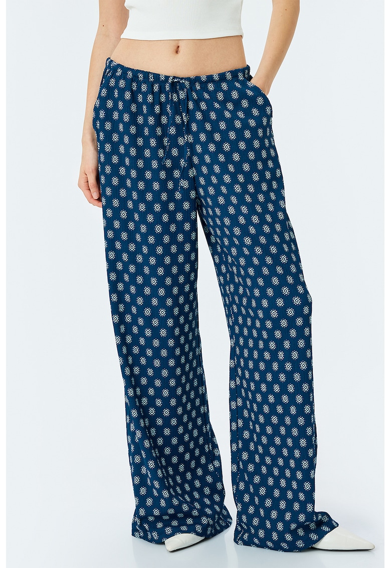 Pantaloni cu croiala ampla si snur de ajustare - Albastru inchis