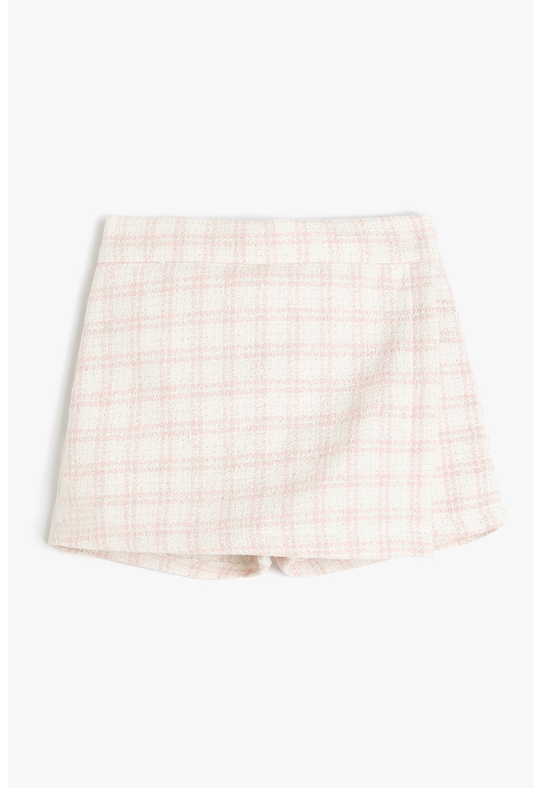 Fusta-pantalon cu model in carouri si banda elastica in talie