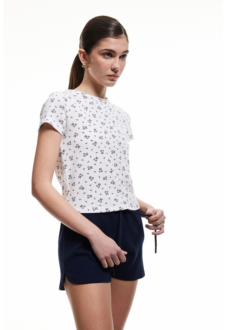 Pantaloni scurti de pijama din bumbac cu snur de ajustare