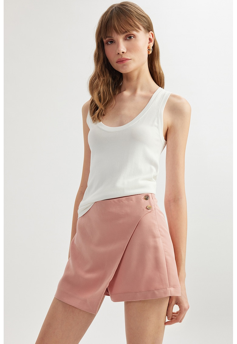 Fusta-pantalon din amestec de modal cu talie inalta