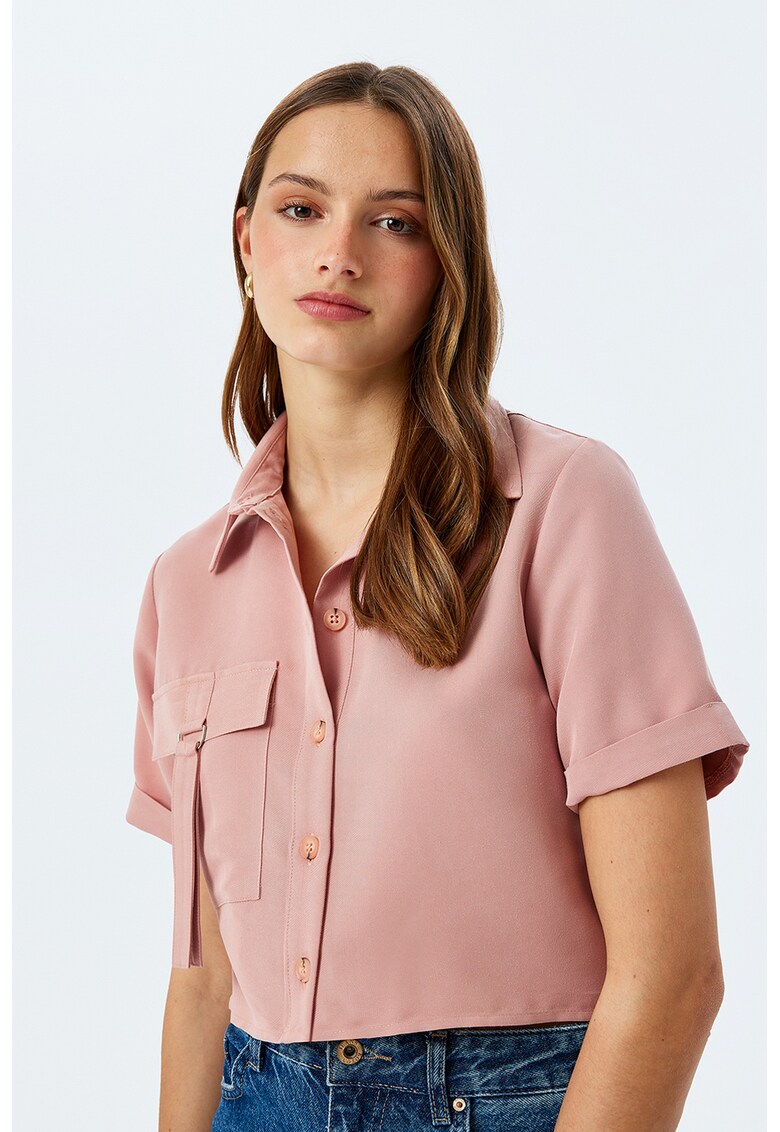 Camasa cu buzunar pe piept - Roz prafuit