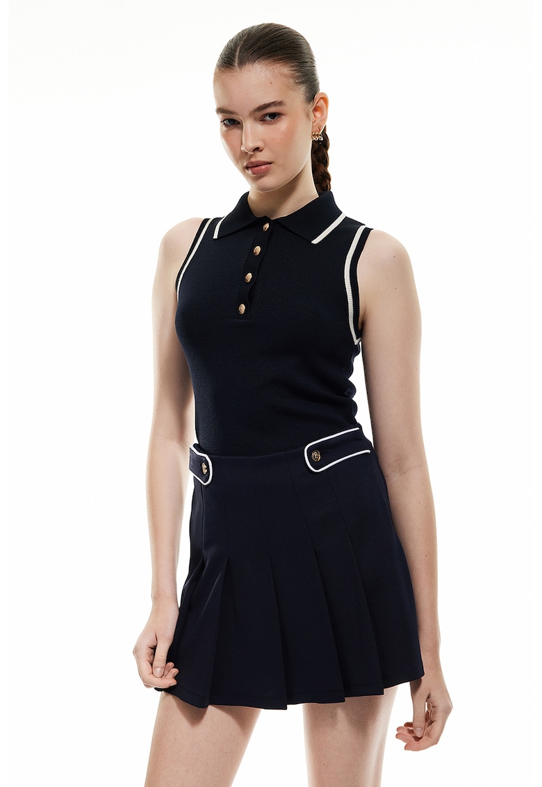 Fusta-pantalon plisata cu talie inalta