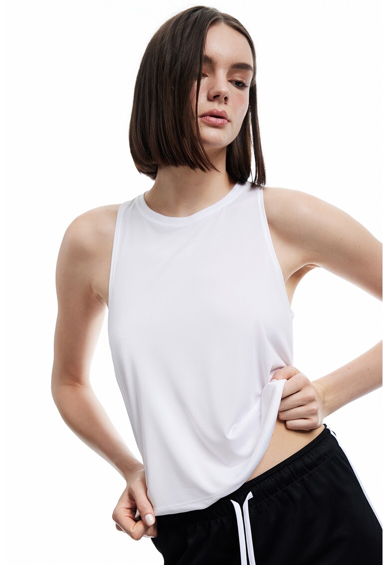 Top crop cu model uni - Alb optic