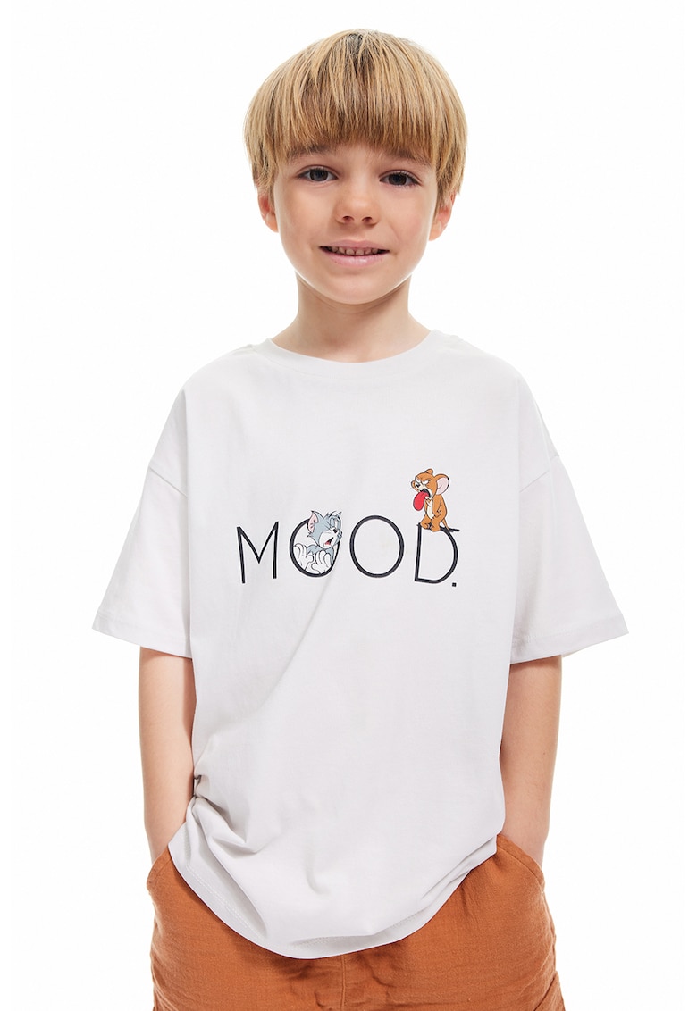 Tricou din bumbac cu imprimeu contrastant