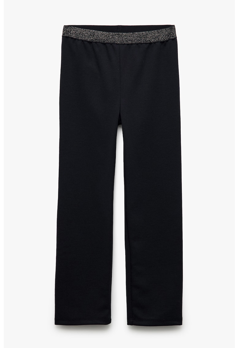 Pantaloni cu croiala dreapta - talie elastica si detaliu stralucitor