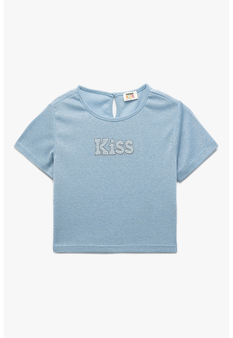 Tricou cu logo din strasuri si insertii din fibra metalizata