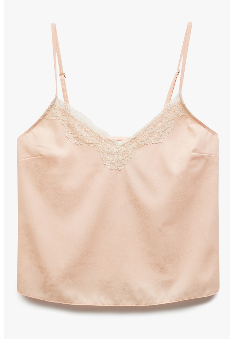 Top crop cu garnituri din dantela