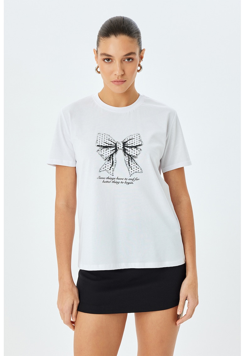 Tricou cu imprimeu grafic - Negru/Alb optic