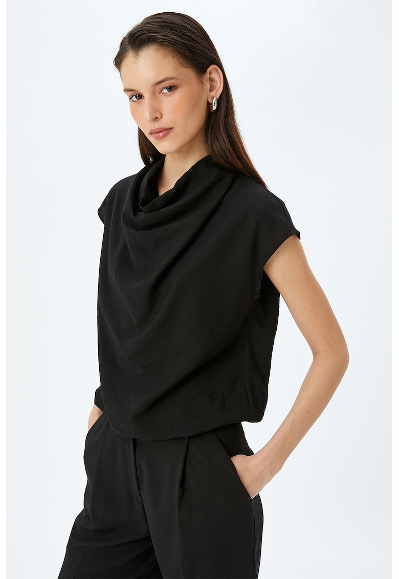 Bluza cu decolteu drapat - Negru