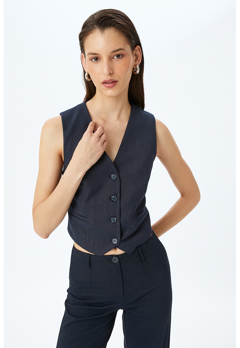 Vesta cu decolteu in V cu nasturi