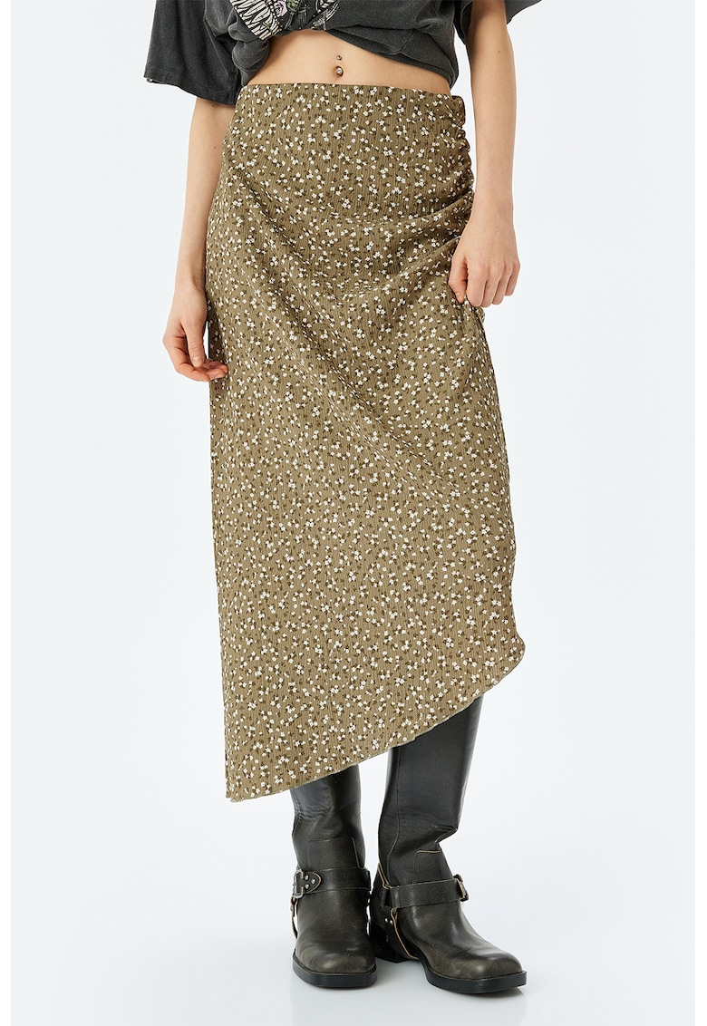 Fusta asimetrica cu model floral