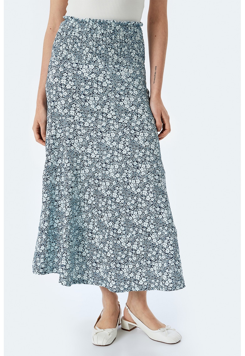 Fusta lunga evazata cu model floral