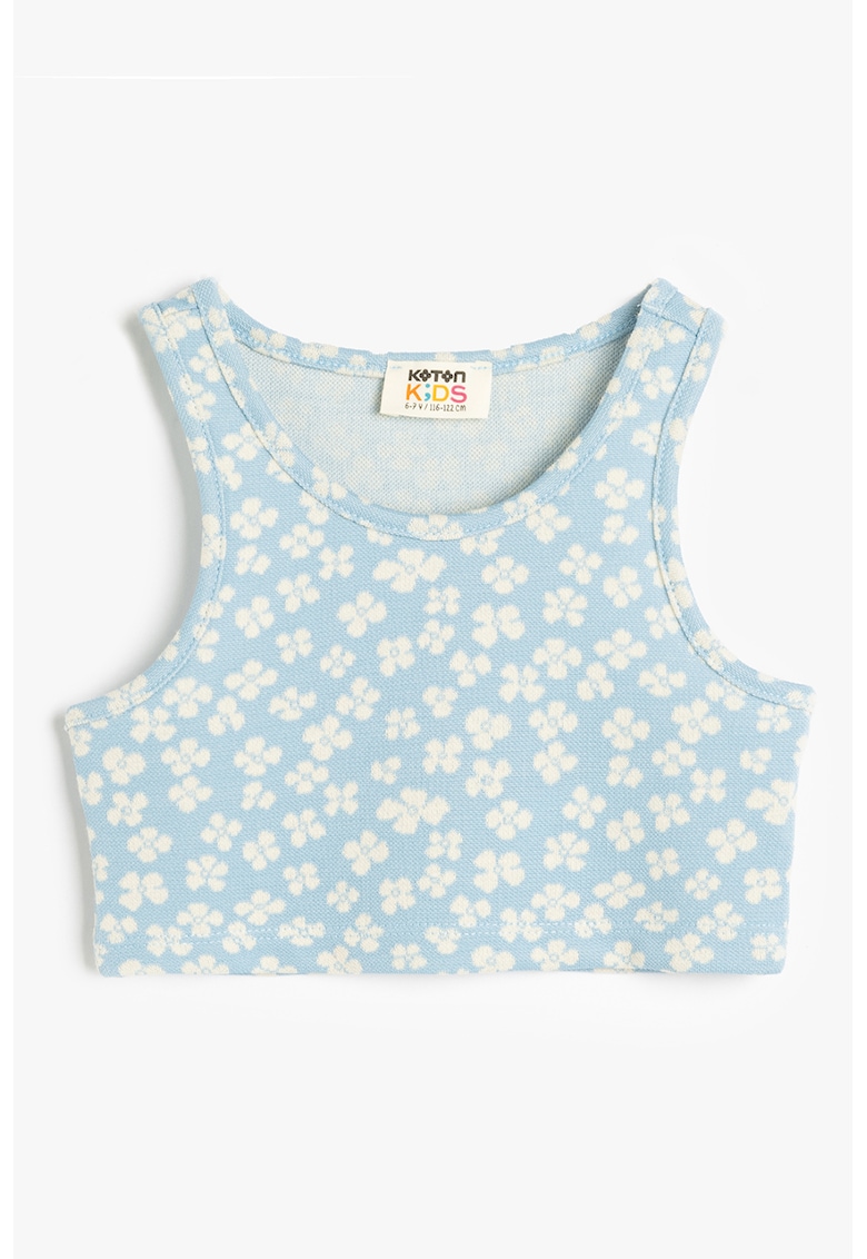 Top crop fara maneci cu model floral