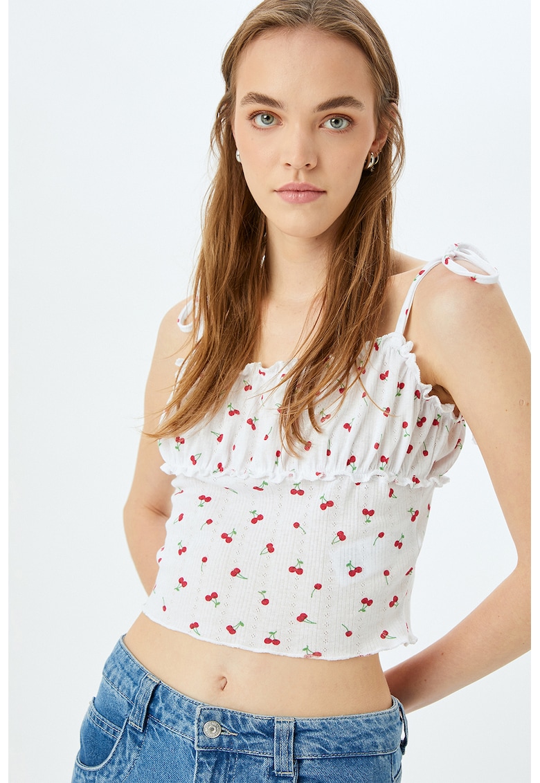 Top crop cu imprimeu