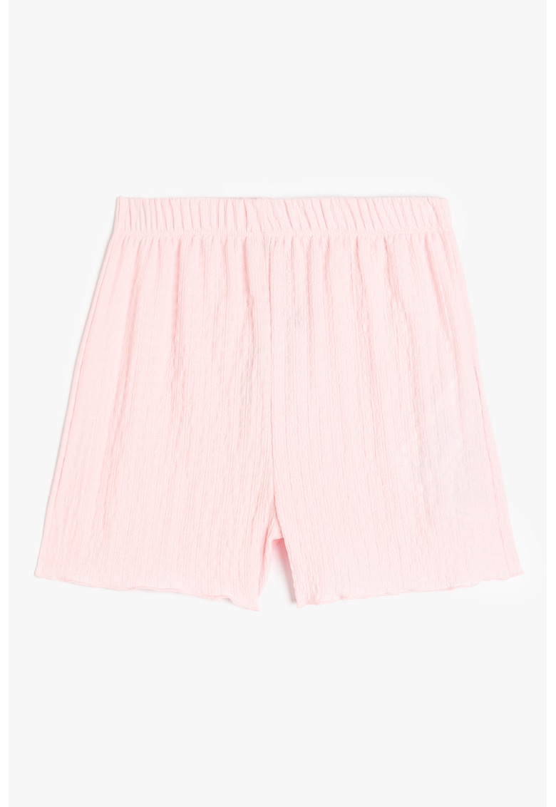 Pantaloni scurti vaporosi cu aspect texturat - Roz pastel -