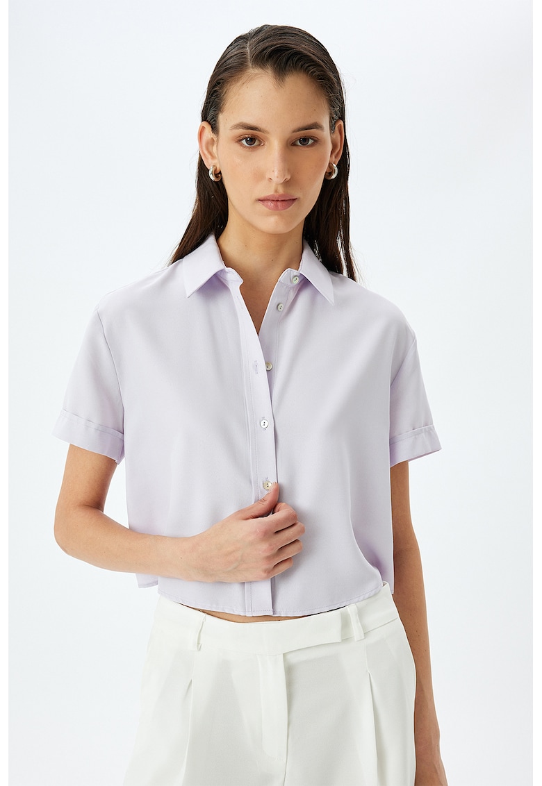 Camasa crop cu maneci scurte - Lila