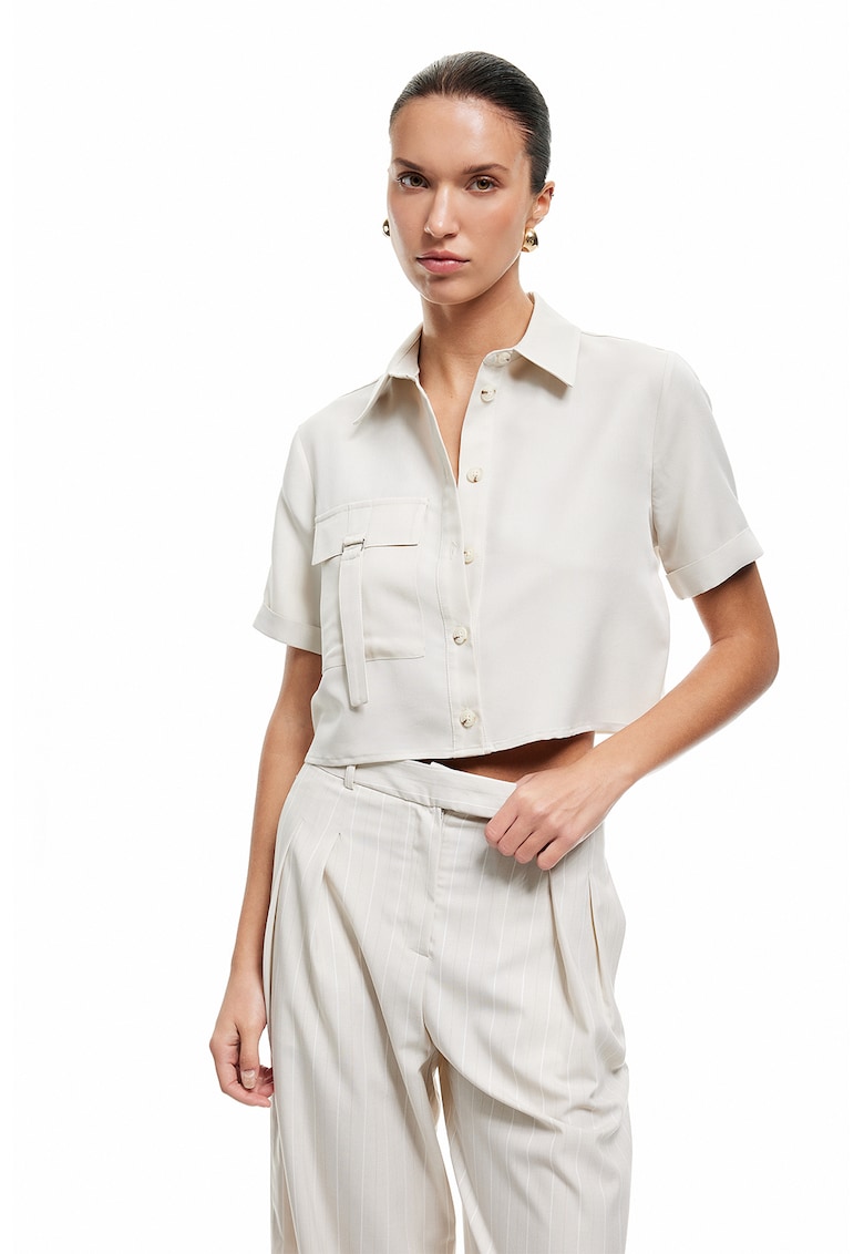 Camasa crop din amestec de modal