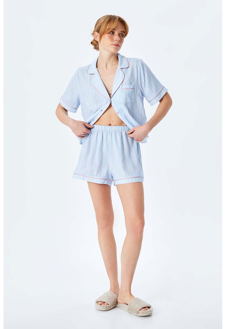 Pantaloni scurti de pijama cu model in dungi