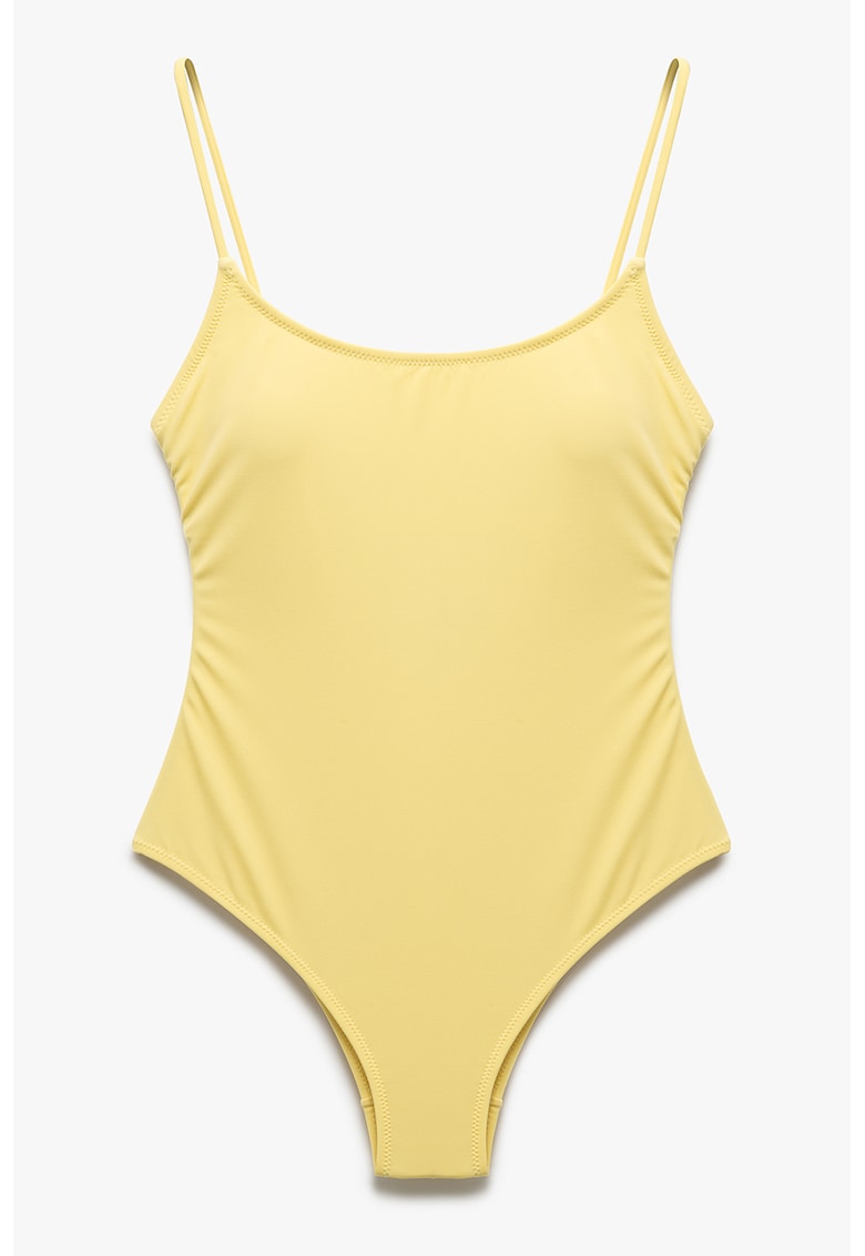 Costum de baie intreg cu model uni - Galben pai