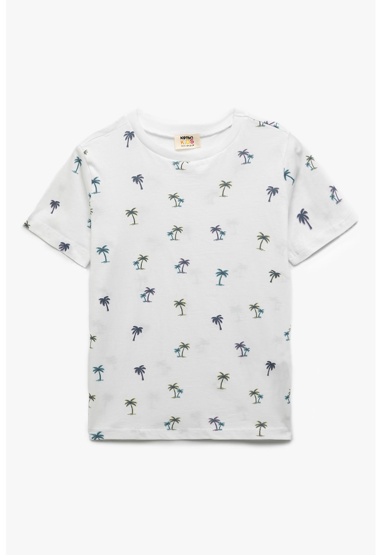 Tricou cu imprimeu tropical - Violet/Turcoaz/Alb murdar