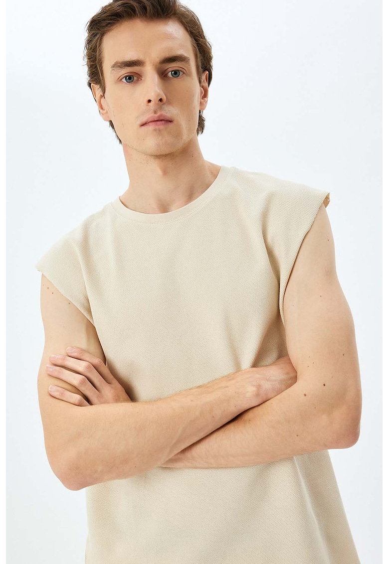 Tricou lejer cu aspect texturat - Bej