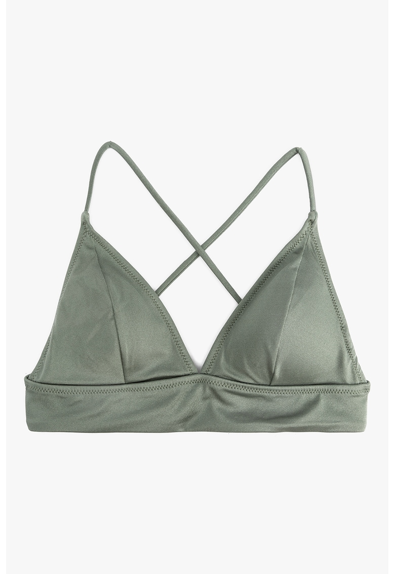 Sutien de baie cu cupe triunghiulare si aspect satinat