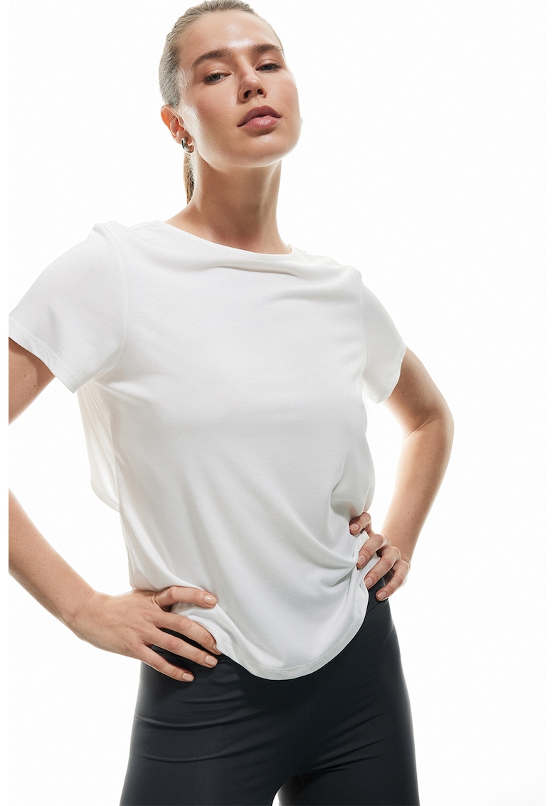 Tricou din amestec de modal cu decupaj pe partea din spate - Alb