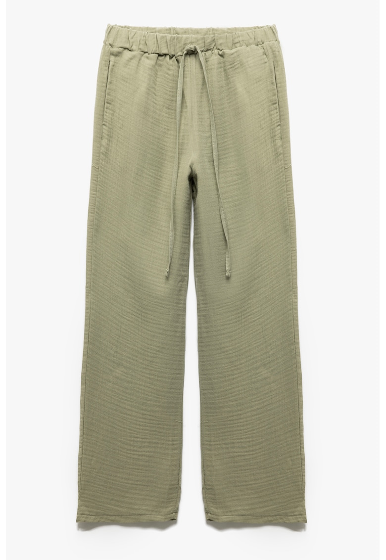 Pantaloni din bumbac cu snur - Verde pal