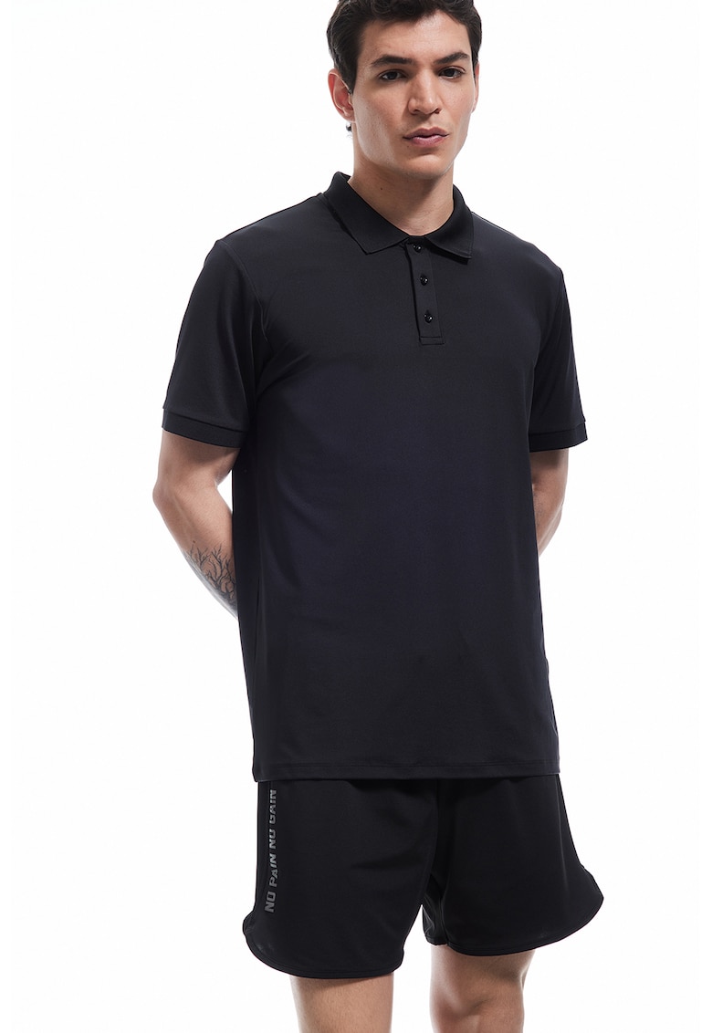 Tricou polo cu model uni - Negru