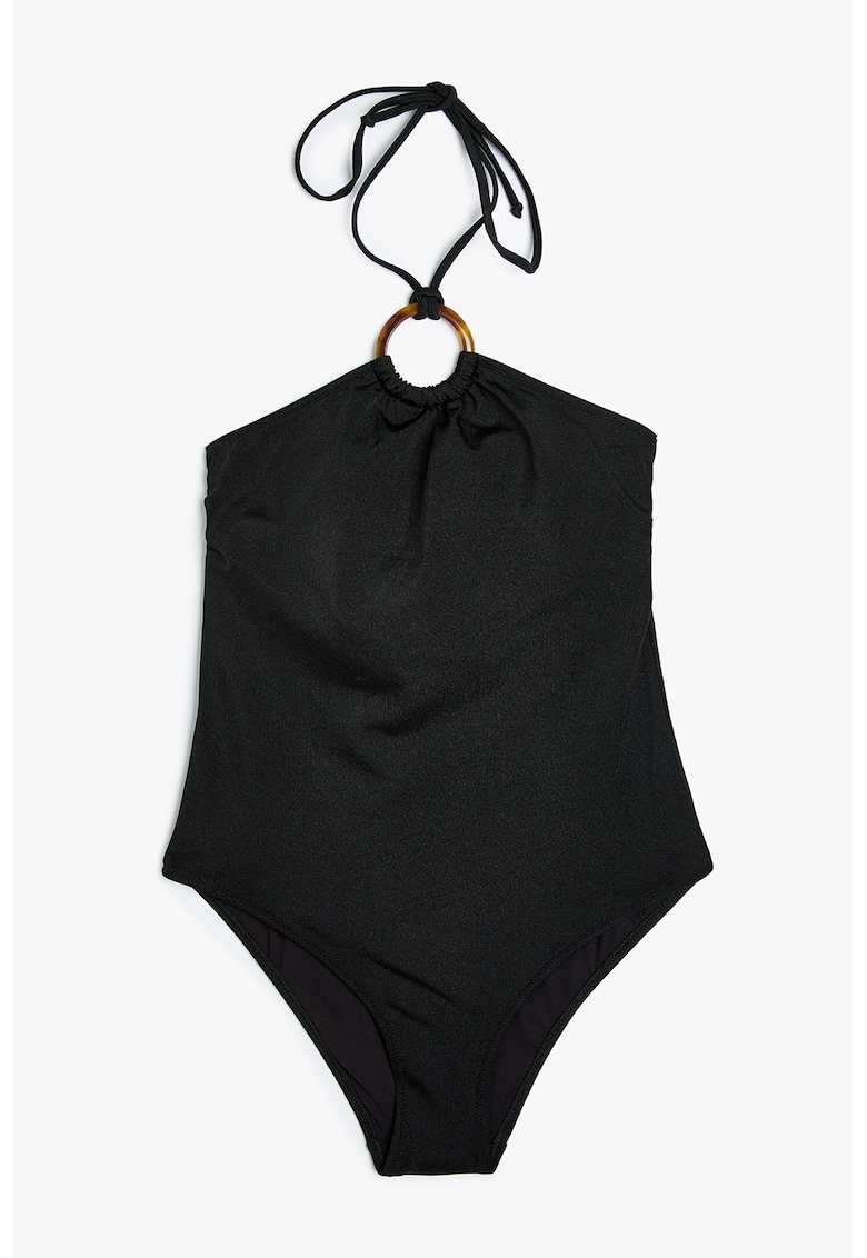 Costum de baie intreg cu cordon - decolteu halter si aspect stralucitor