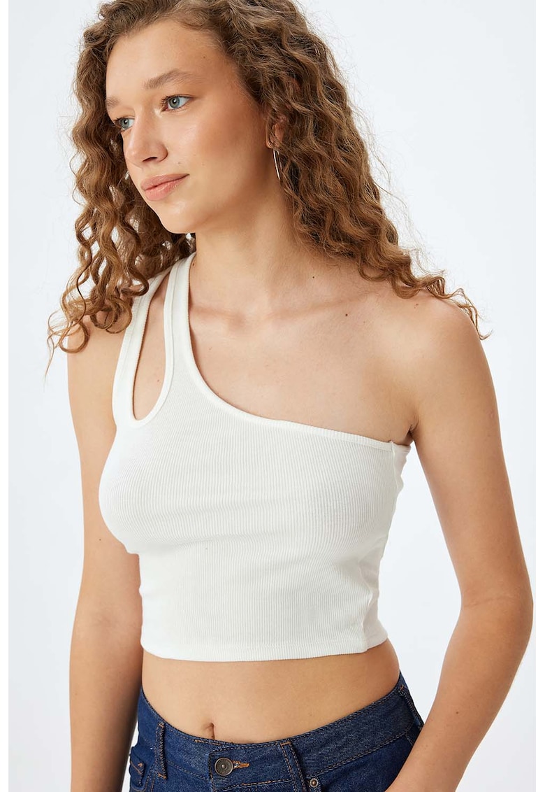 Top crop cu decolteu asimetric