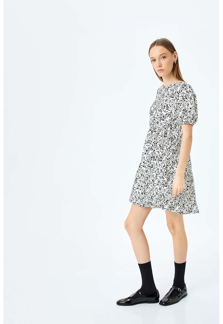 Rochie cu imprimeu si maneci bufante