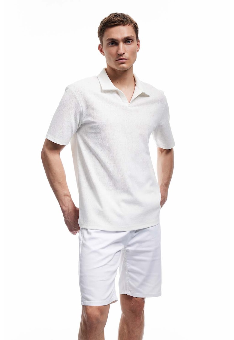 Tricou polo cu model uni - Alb