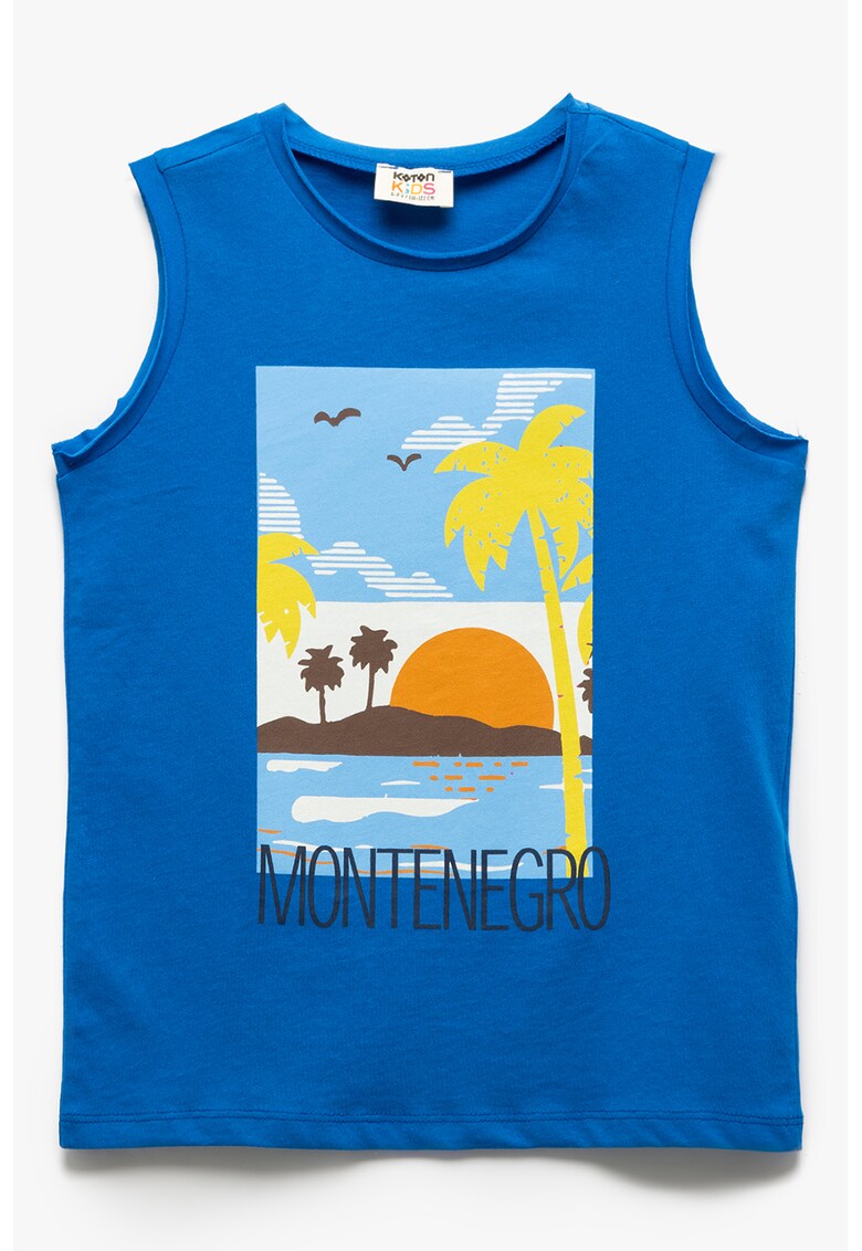 Top cu imprimeu tropical - Galben/Portocaliu/Albastru royal