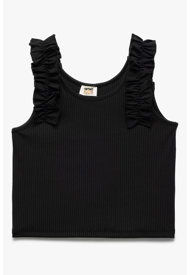 Top striat cu garnituri cu volane