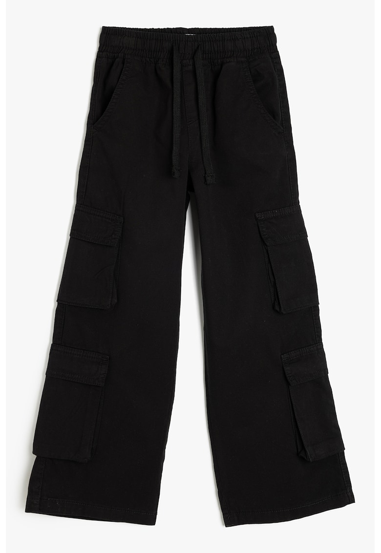 Pantaloni cargo cu croiala ampla si cordon in talie