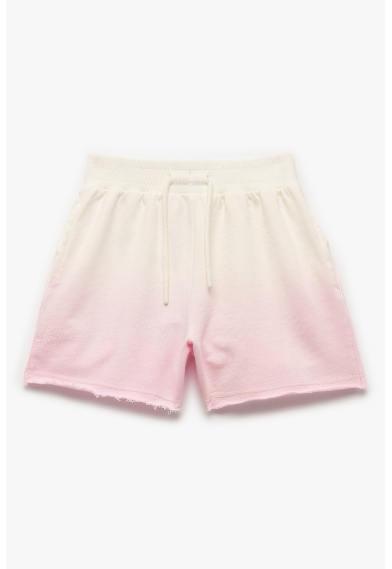 Pantaloni scurti cu terminatie nefinisata si snur - Roz deschis/Bej