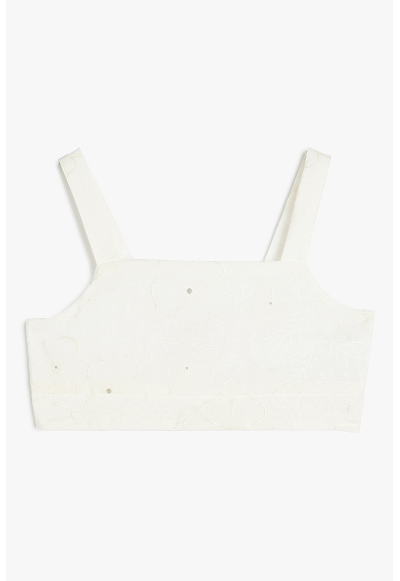 Top crop cu broderie florala