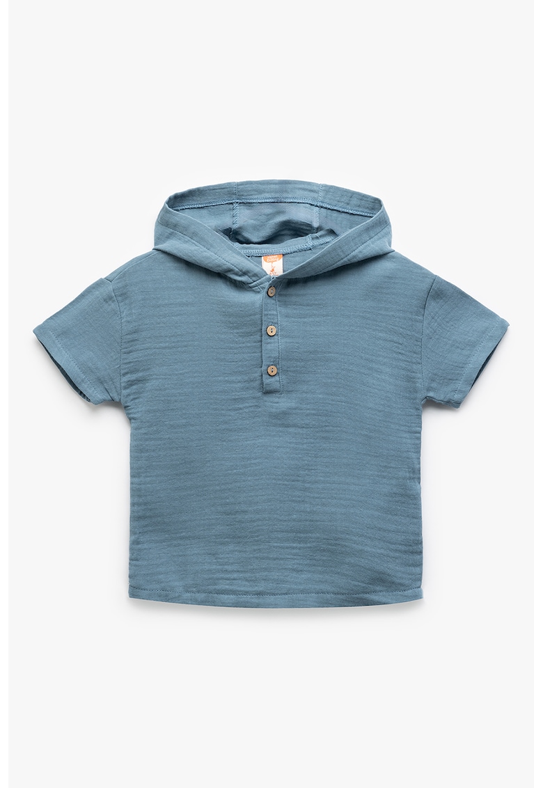 Bluza din bumbac cu maneci scurte si gluga