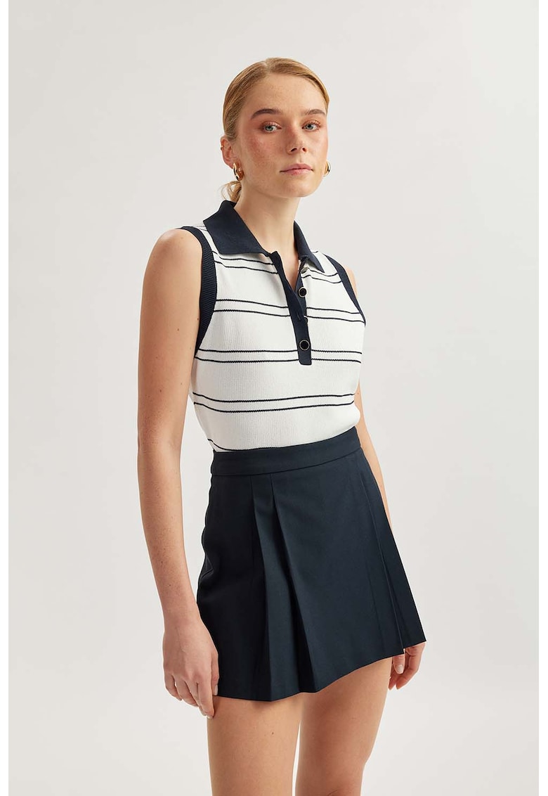 Tricou polo slim fit - Alb/Albastru ultramarin