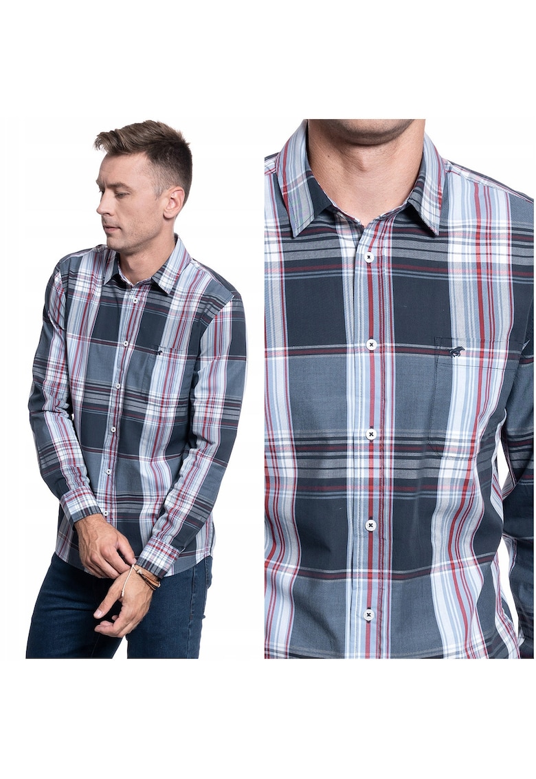 Camasa Barbati - Clemens Big Check - Croiala Normala - Nasturi - Carouri - 1 Buzunar - Negru