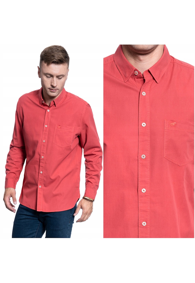 Camasa Barbati - Clemens Tc Turn Up - Croiala Regulara - Nasturi - Rosu - 1 Buzunar - Rosu - 1