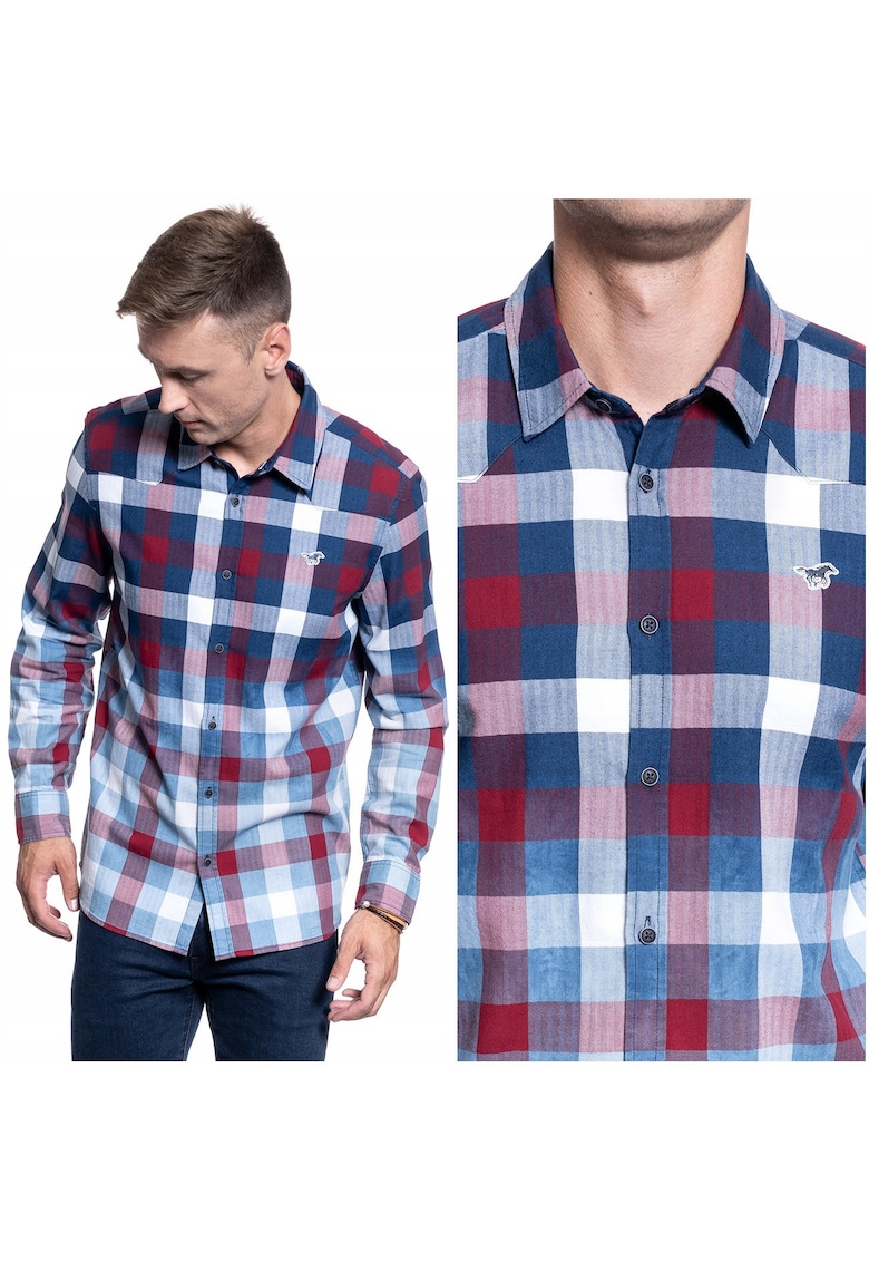 Camasa Barbati - Casper Fade Wash - Croi Regular - Nasturi - 100% Bumbac - Maneci Lungi - Multicolor