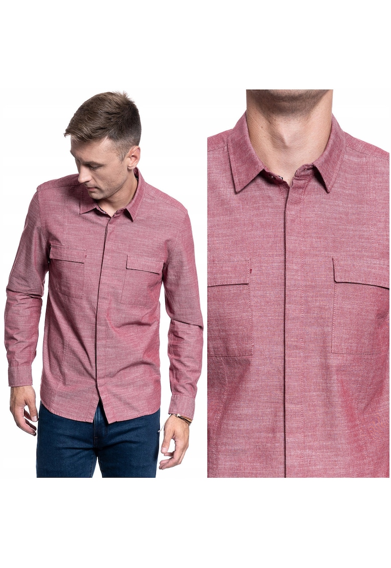 Camasa Barbati - Casper Chambray - Croi: Regular Fit - Inchidere: Nasturi - Compozitie Material: 100% Bumbac - Numar De Buzunare: 2 - Roz